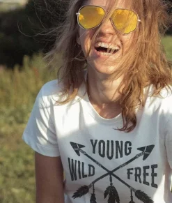 Nayked Apparel Tops>Women'S Ridiculously Soft Lightweight Graphic Tee | Young Wild Free
