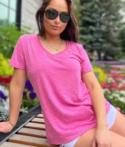 Nayked Apparel Tops>Women'S Ridiculously Soft Snow Heather V-Neck T-Shirt