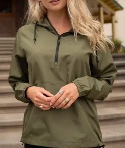 Nayked Apparel Hoodies & Sweatshirts>Women'S Soft Lightweight Oversized Half-Zip Pullover Windbreaker Anorak